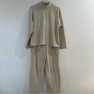 Mango Cream Ribbed Turtleneck & Pants Set